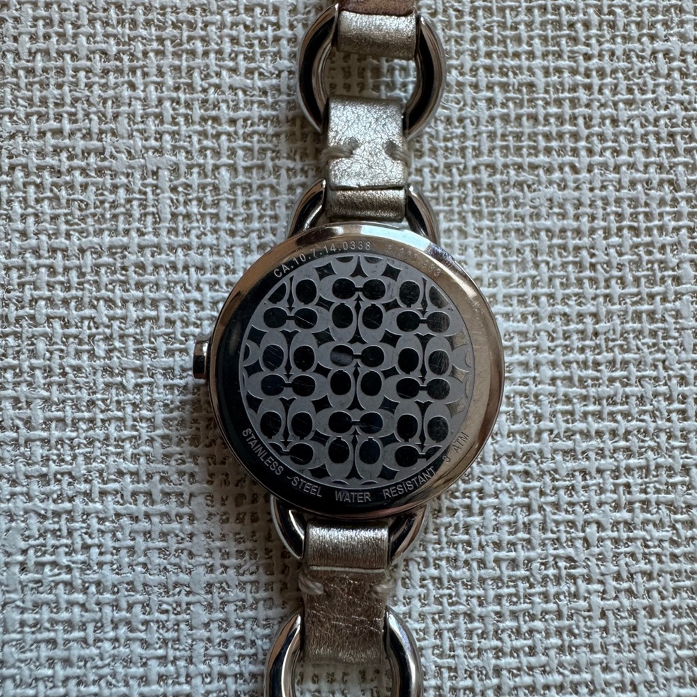 Coach Metallic Platinum Leather and SS Watch - Picture 4 of 10